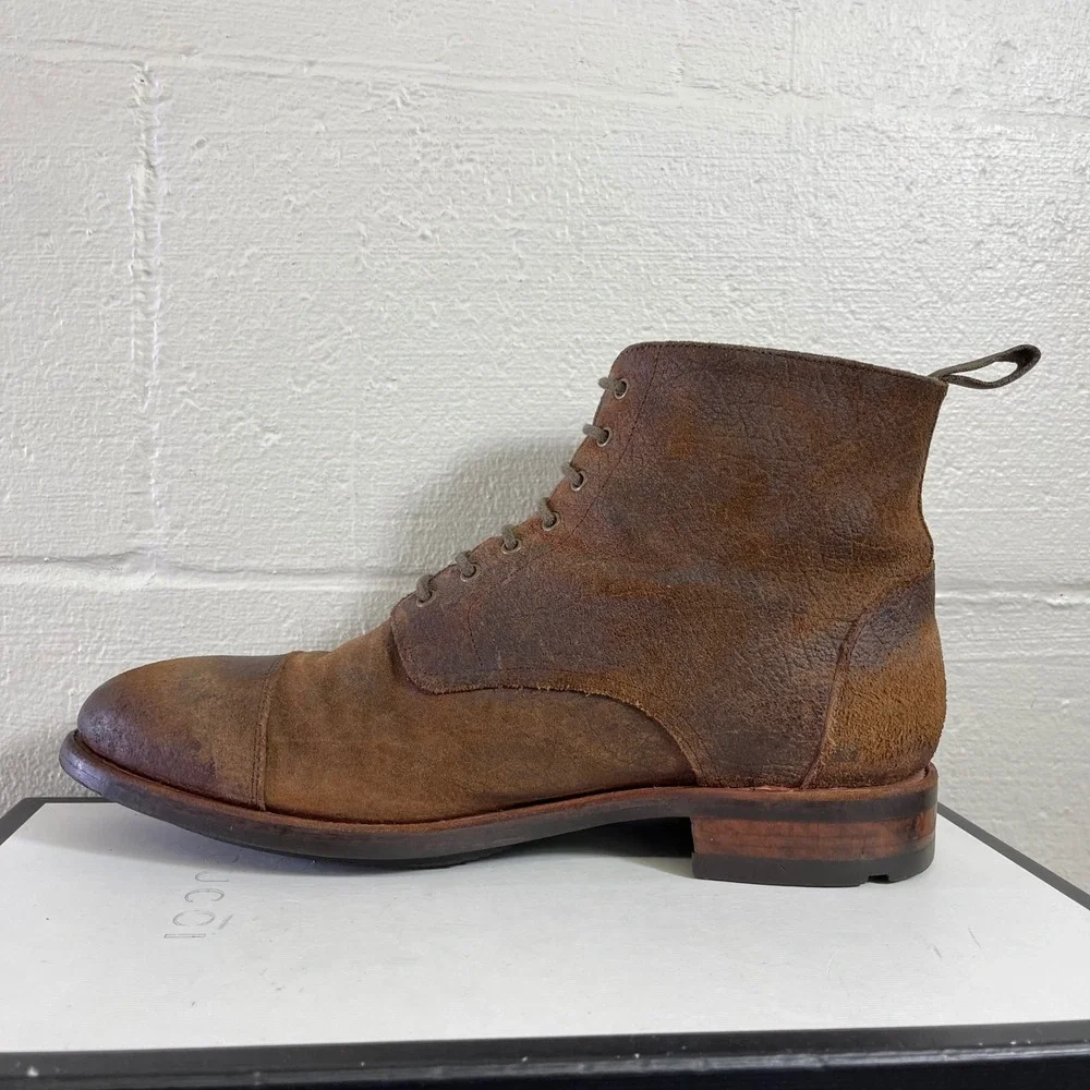 Taft The Dragon 9520 Cap Toe Brown Roughout Suede Boots Lace up Men's 10 US